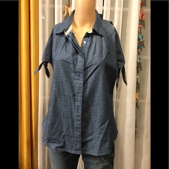 ❤️NWT Anthropologie Holding Horses Denim Polka Dot Shirt 4❤️ - Picture 4 of 11
